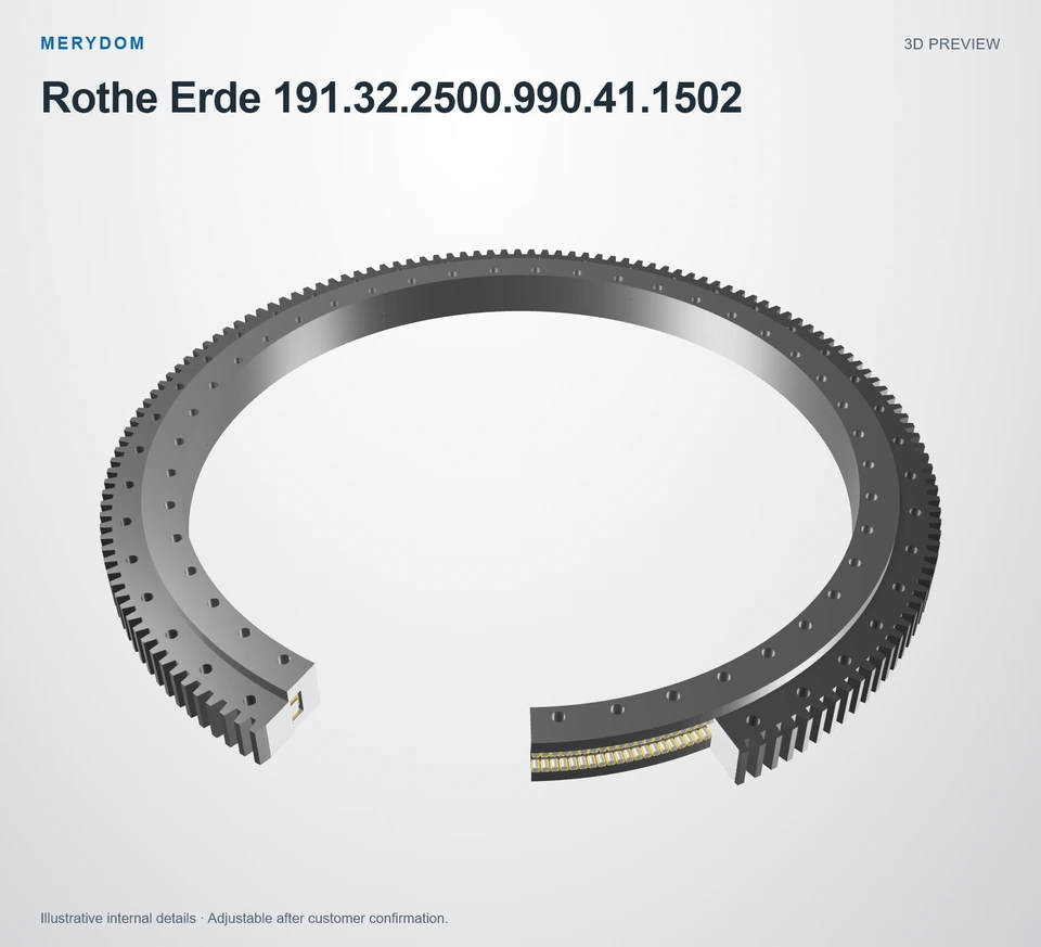 3D model preview of the MERYDOM replacement slewing bearing for Rothe Erde 191.32.2500.990.41.1502.
