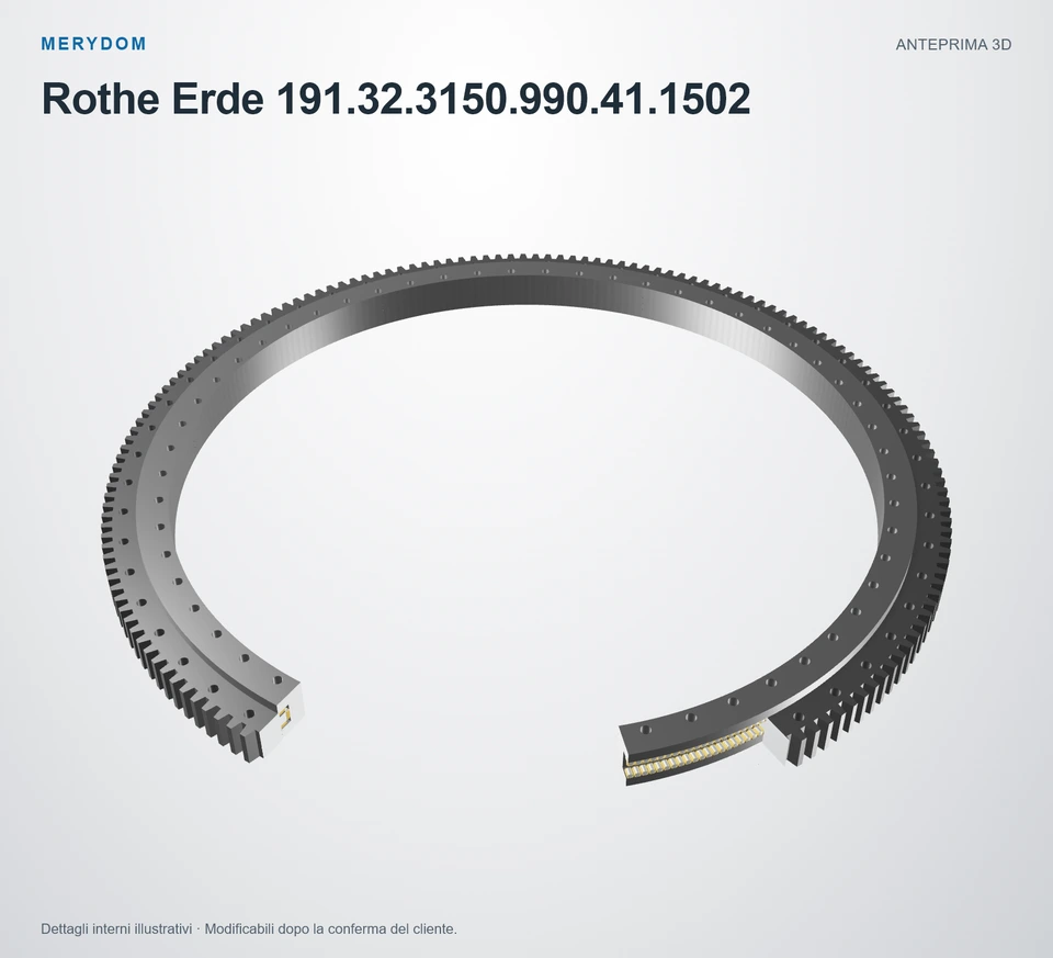 Anteprima del modello 3D del cuscinetto di rotazione sostitutivo MERYDOM per Rothe Erde 191.32.3150.990.41.1502.