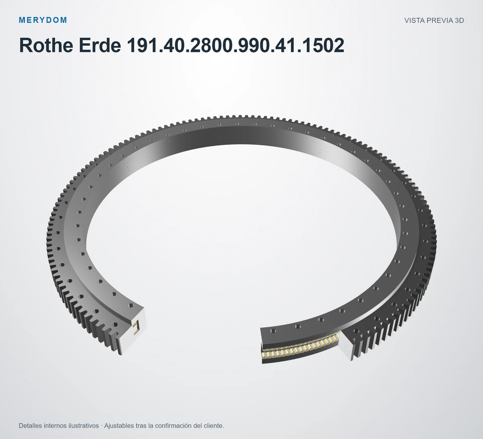 Vista previa del modelo 3D de la corona de giro de sustitución MERYDOM para Rothe Erde 191.40.2800.990.41.1502.