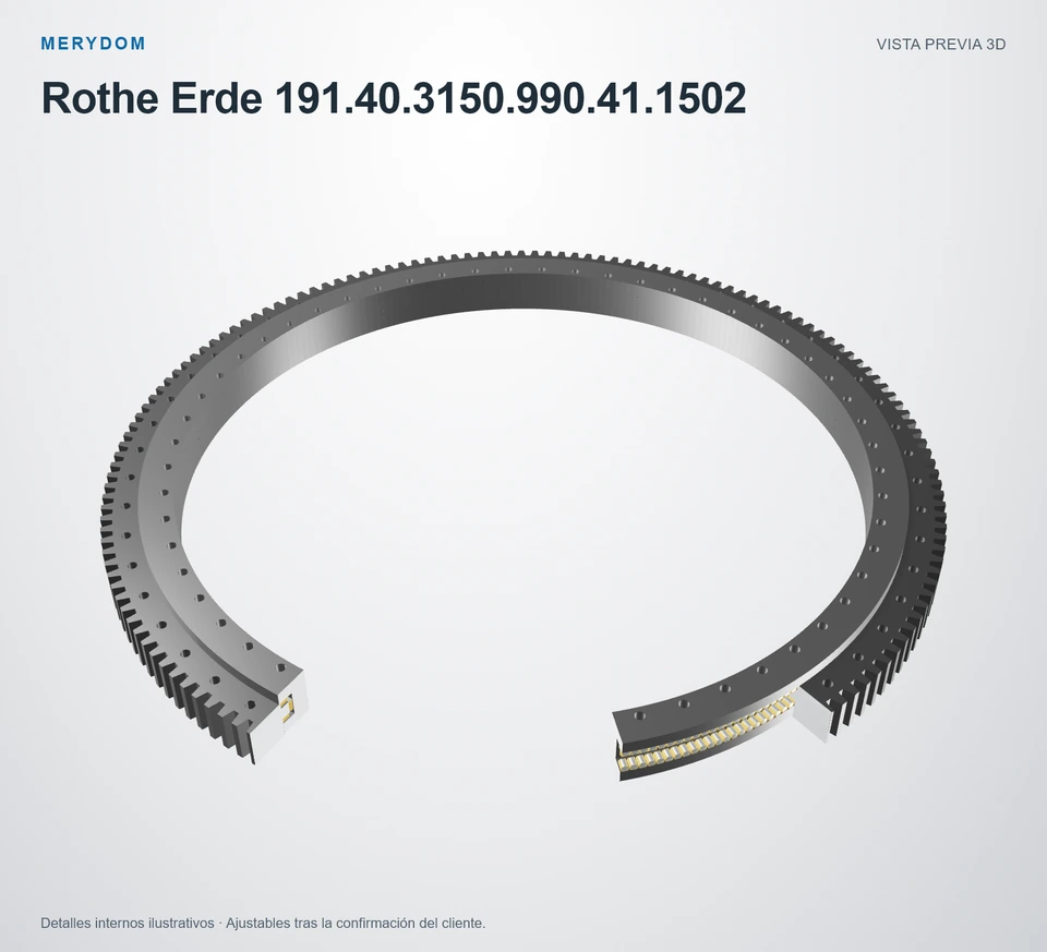 Vista previa del modelo 3D de la corona de giro de sustitución MERYDOM para Rothe Erde 191.40.3150.990.41.1502.
