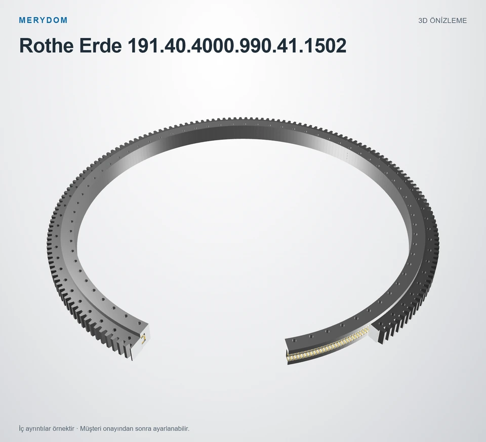 Rothe Erde 191.40.4000.990.41.1502 için MERYDOM muadil döner tabla rulmanının 3D model önizlemesi.