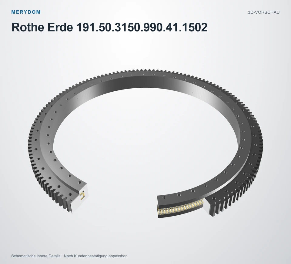 Vorschau des 3D-Modells des MERYDOM-Ersatzdrehkranzes für Rothe Erde 191.50.3150.990.41.1502.