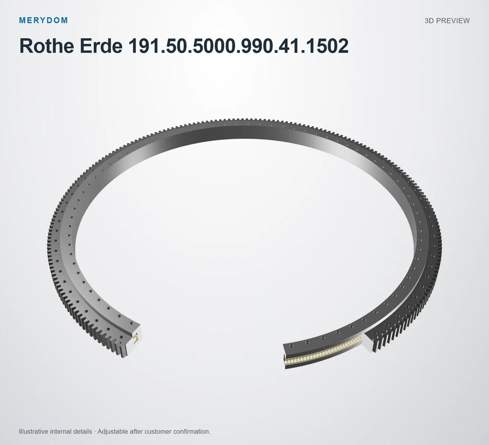 3D model preview of the MERYDOM replacement slewing bearing for Rothe Erde 191.50.5000.990.41.1502.