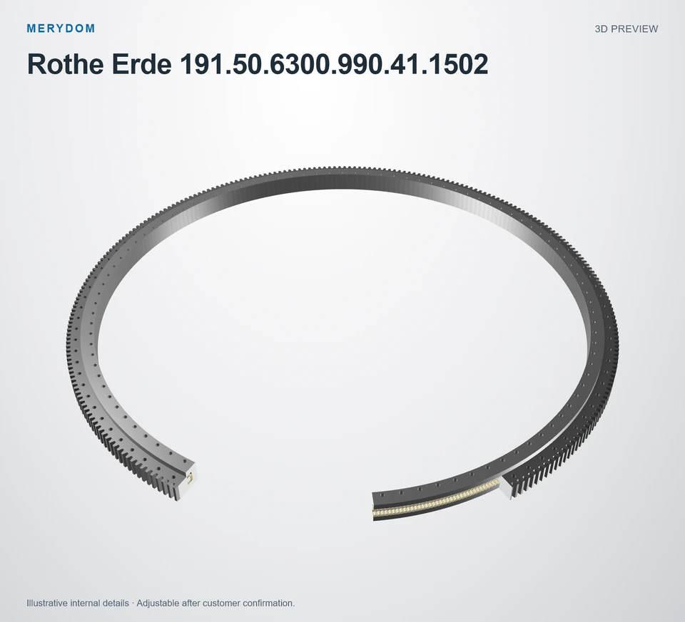 3D model preview of the MERYDOM replacement slewing bearing for Rothe Erde 191.50.6300.990.41.1502.