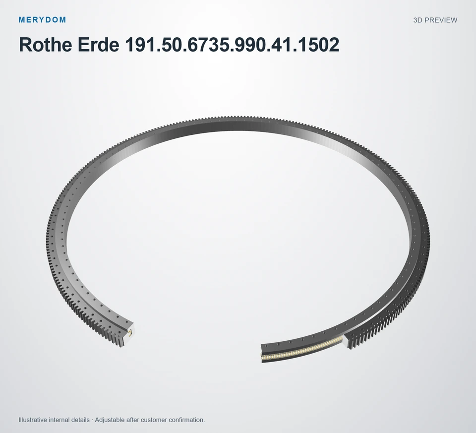 3D model preview of the MERYDOM replacement slewing bearing for Rothe Erde 191.50.6735.990.41.1502.