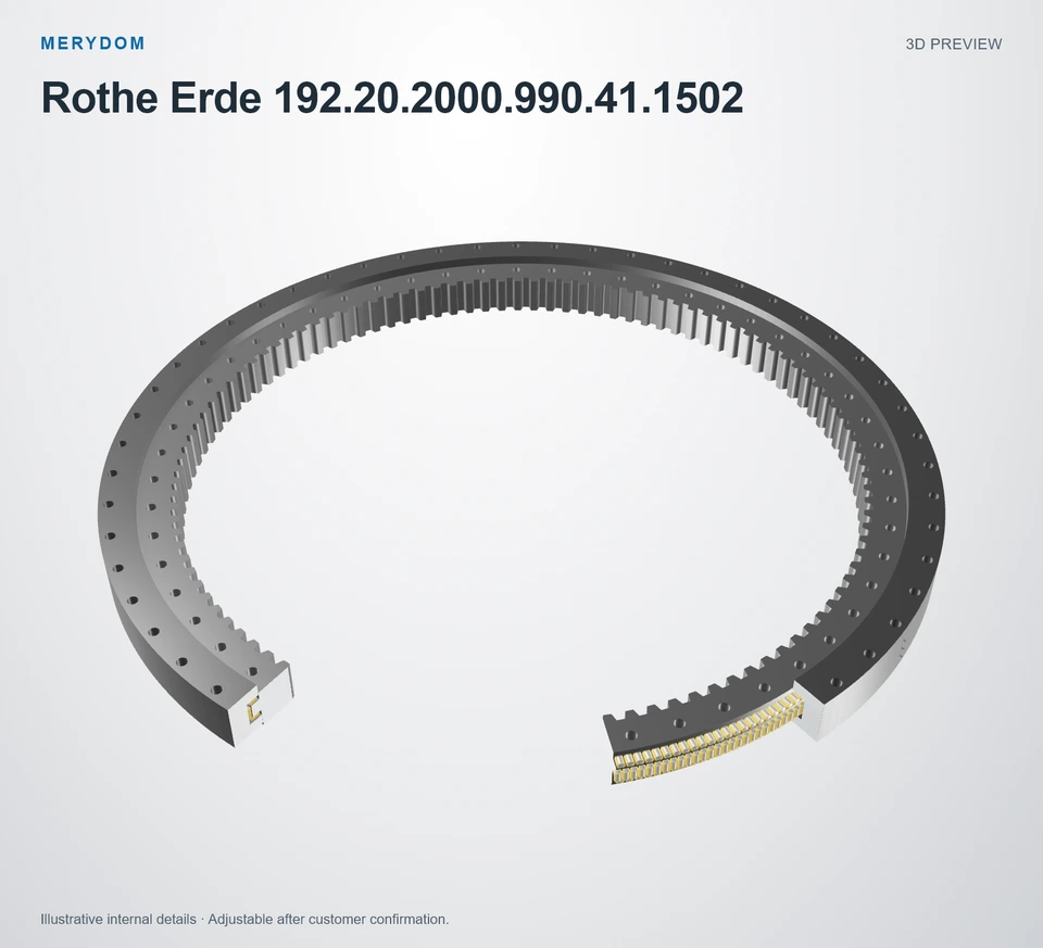 3D model preview of the MERYDOM replacement slewing bearing for Rothe Erde 192.20.2000.990.41.1502.