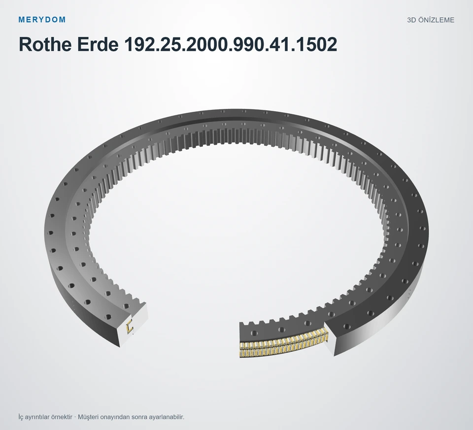 Rothe Erde 192.25.2000.990.41.1502 için MERYDOM muadil döner tabla rulmanının 3D model önizlemesi.