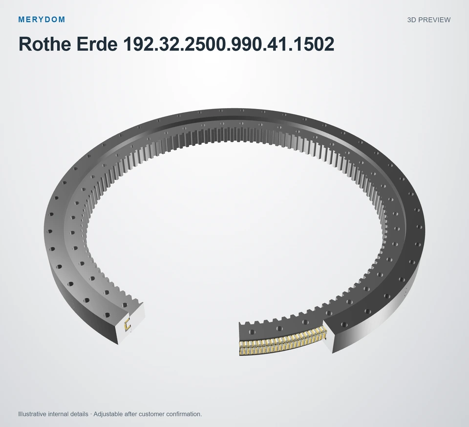 3D model preview of the MERYDOM replacement slewing bearing for Rothe Erde 192.32.2500.990.41.1502.