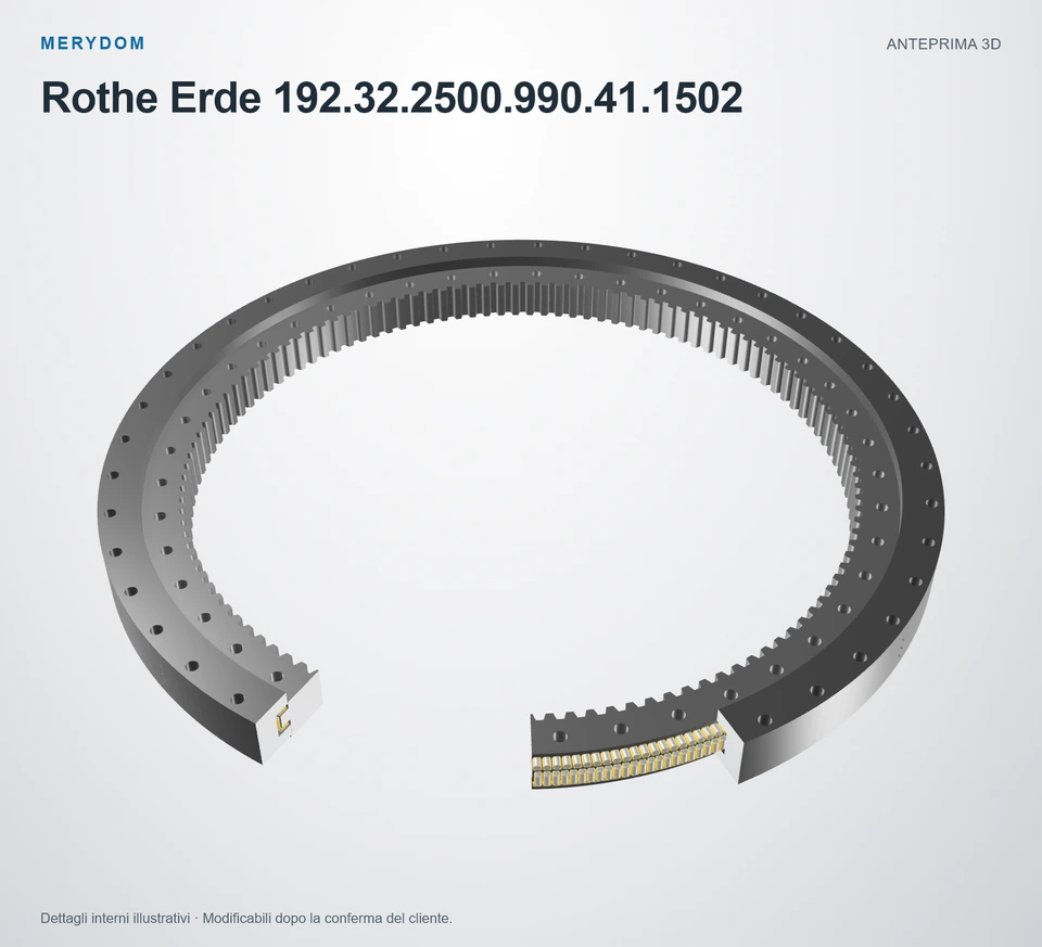 Anteprima del modello 3D del cuscinetto di rotazione sostitutivo MERYDOM per Rothe Erde 192.32.2500.990.41.1502.