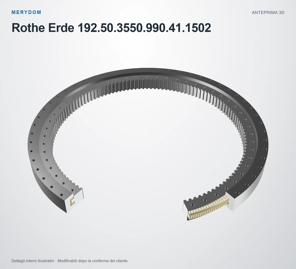 Anteprima del modello 3D del cuscinetto di rotazione sostitutivo MERYDOM per Rothe Erde 192.50.3550.990.41.1502.