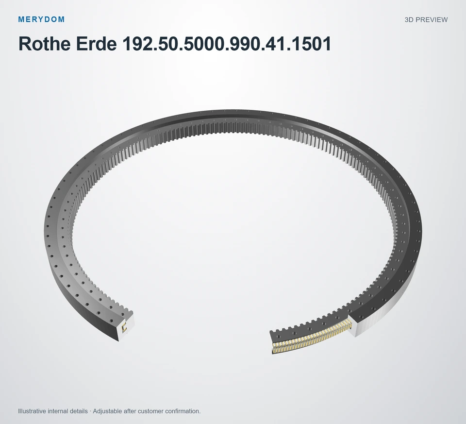 3D model preview of the MERYDOM replacement slewing bearing for Rothe Erde 192.50.5000.990.41.1501.