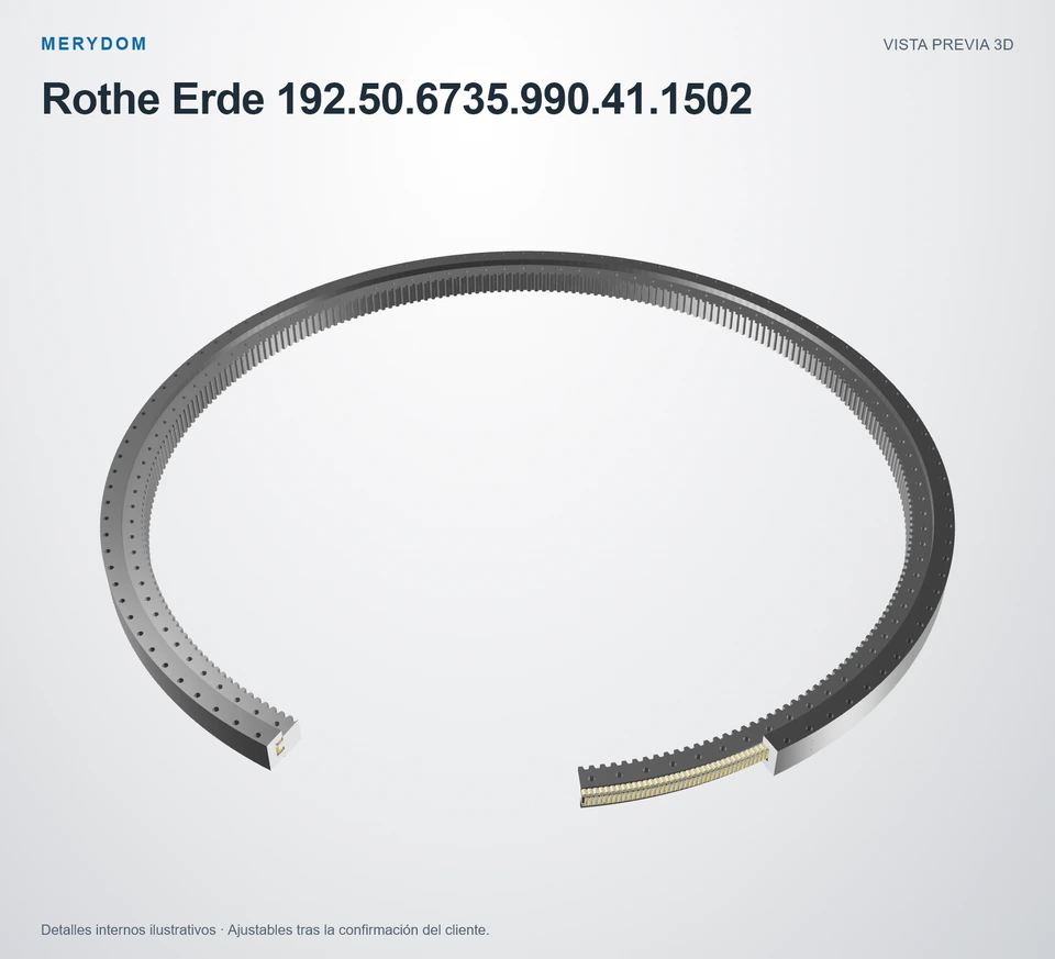 Vista previa del modelo 3D de la corona de giro de sustitución MERYDOM para Rothe Erde 192.50.6735.990.41.1502.