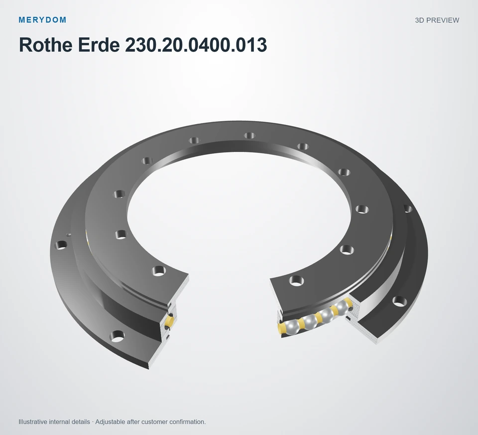 3D model preview of the MERYDOM replacement slewing bearing for Rothe Erde 230.20.0400.013.