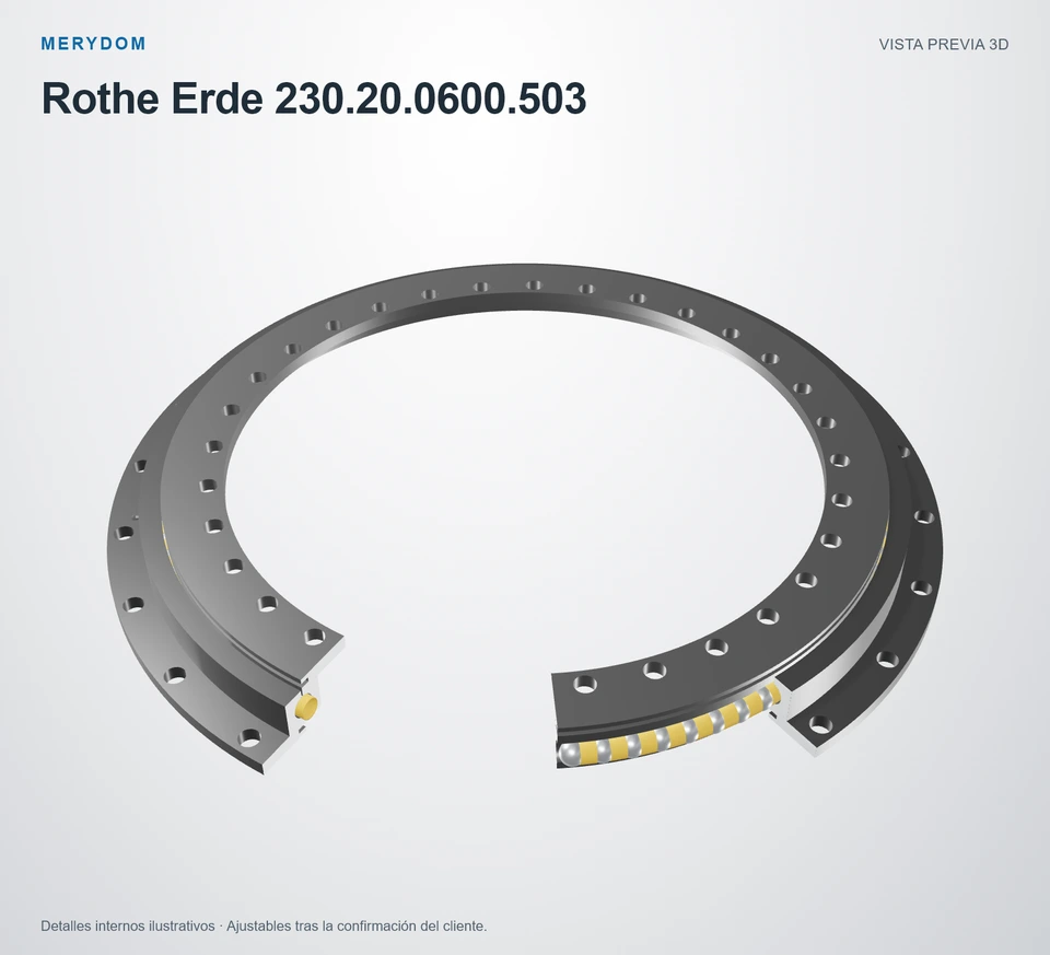 Vista previa del modelo 3D de la corona de giro de sustitución MERYDOM para Rothe Erde 230.20.0600.503.