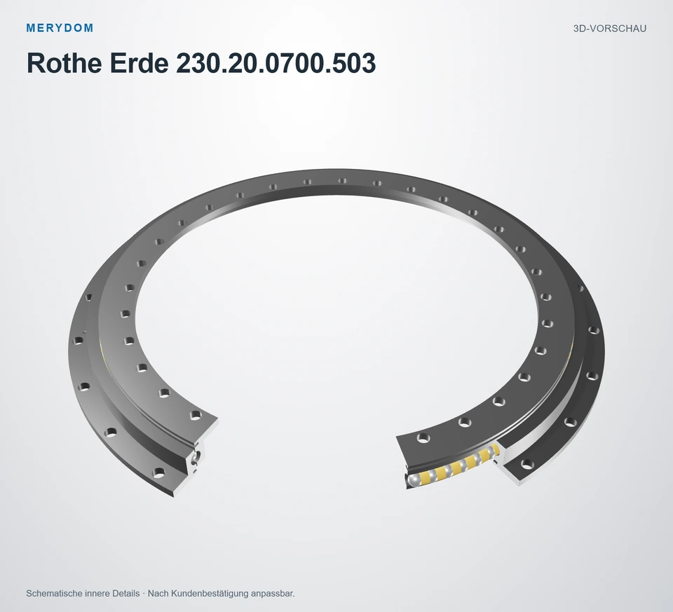 Vorschau des 3D-Modells des MERYDOM-Ersatzdrehkranzes für Rothe Erde 230.20.0700.503.