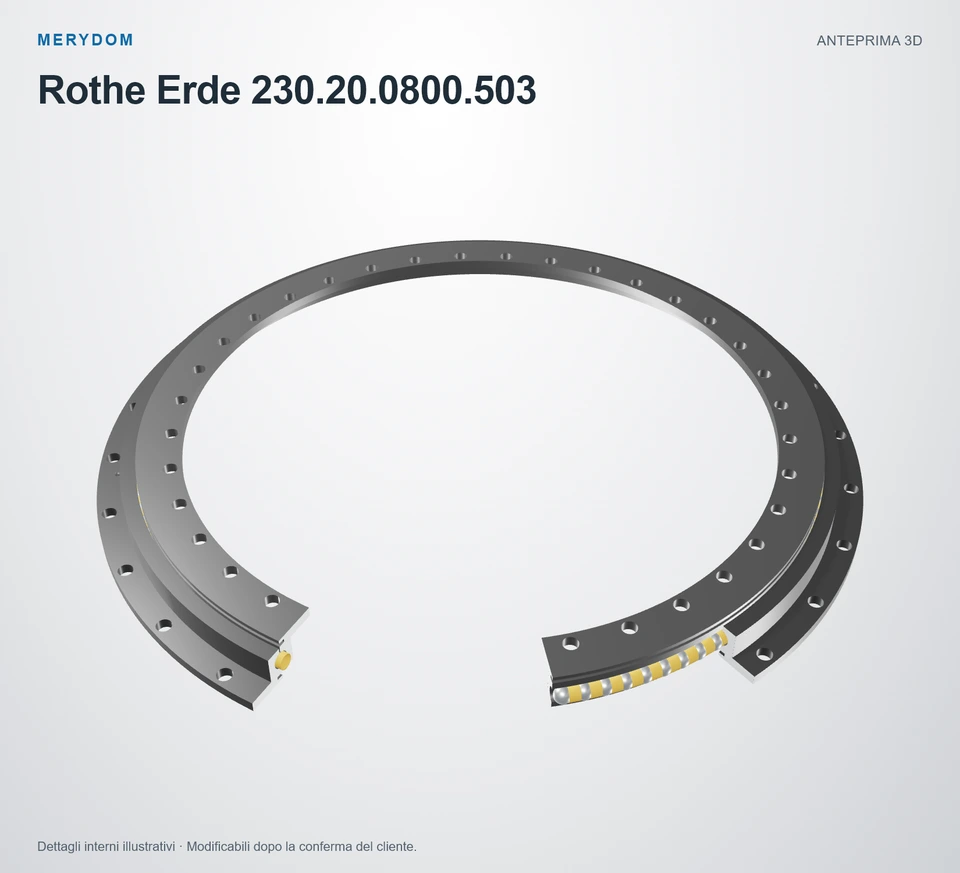 Anteprima del modello 3D del cuscinetto di rotazione sostitutivo MERYDOM per Rothe Erde 230.20.0800.503.