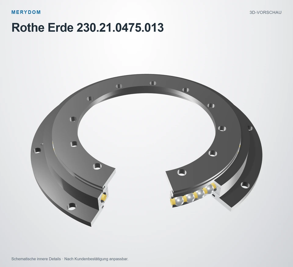 Vorschau des 3D-Modells des MERYDOM-Ersatzdrehkranzes für Rothe Erde 230.21.0475.013.