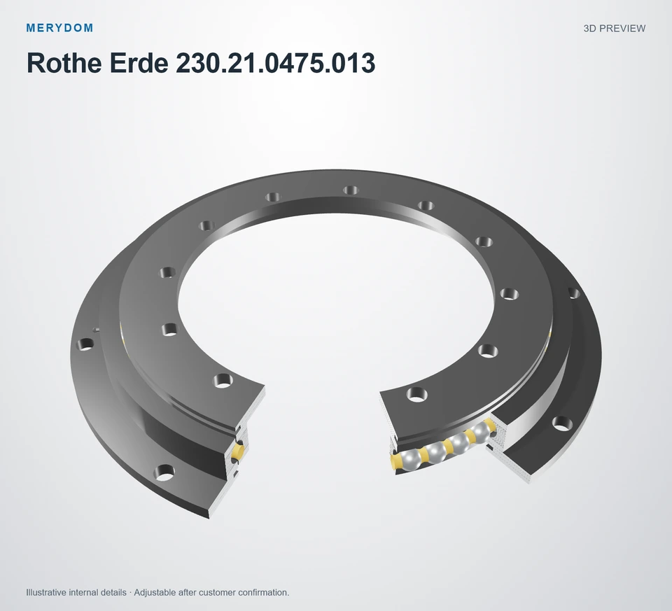 3D model preview of the MERYDOM replacement slewing bearing for Rothe Erde 230.21.0475.013.