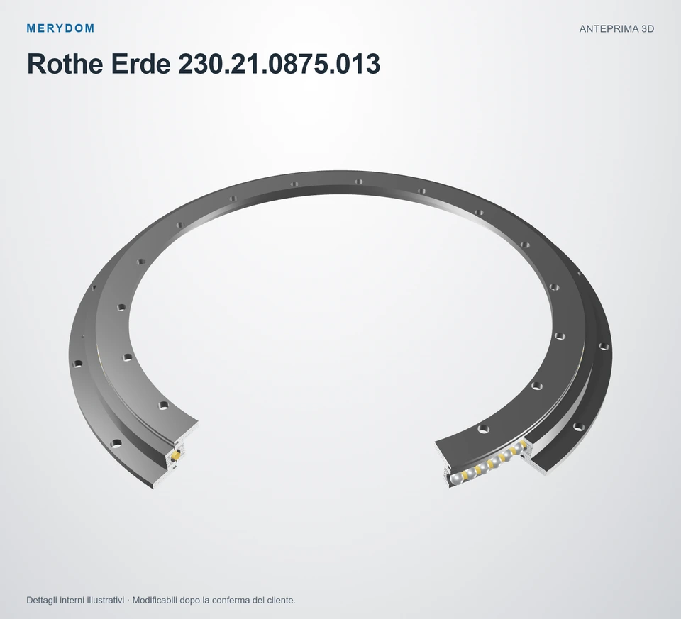 Anteprima del modello 3D del cuscinetto di rotazione sostitutivo MERYDOM per Rothe Erde 230.21.0875.013.