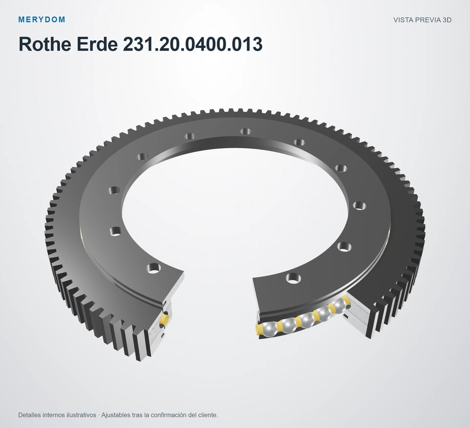 Vista previa del modelo 3D de la corona de giro de sustitución MERYDOM para Rothe Erde 231.20.0400.013.