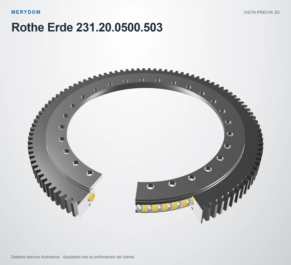 Vista previa del modelo 3D de la corona de giro de sustitución MERYDOM para Rothe Erde 231.20.0500.503.