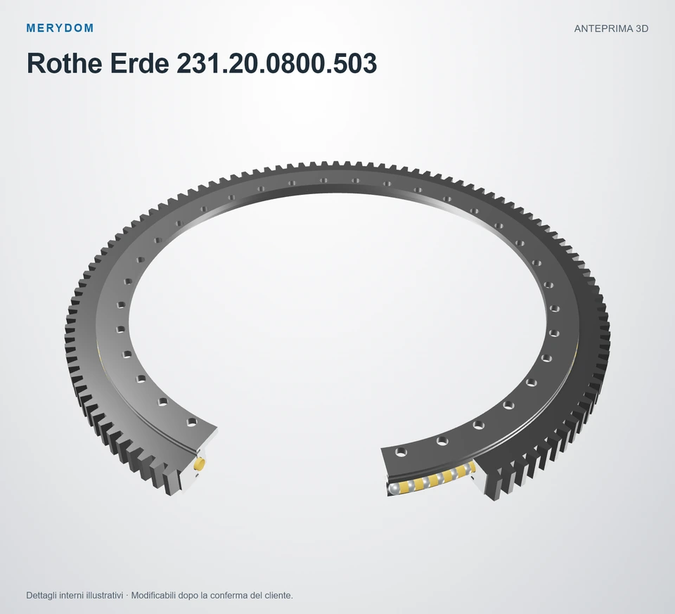 Anteprima del modello 3D del cuscinetto di rotazione sostitutivo MERYDOM per Rothe Erde 231.20.0800.503.