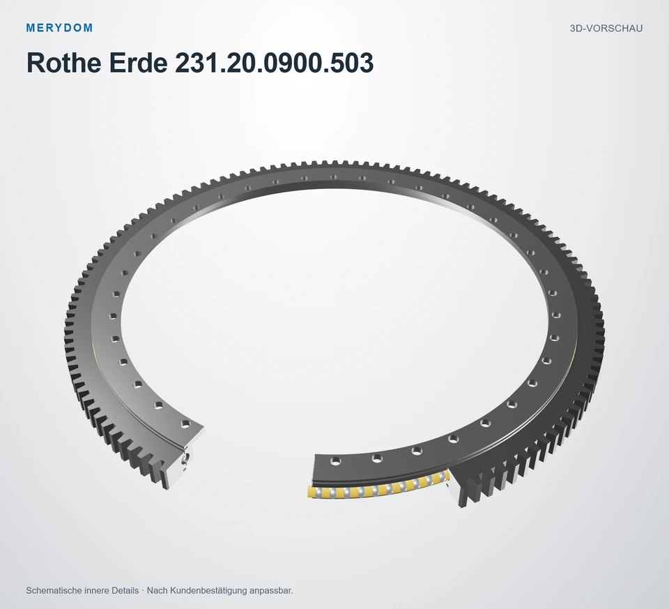 Vorschau des 3D-Modells des MERYDOM-Ersatzdrehkranzes für Rothe Erde 231.20.0900.503.