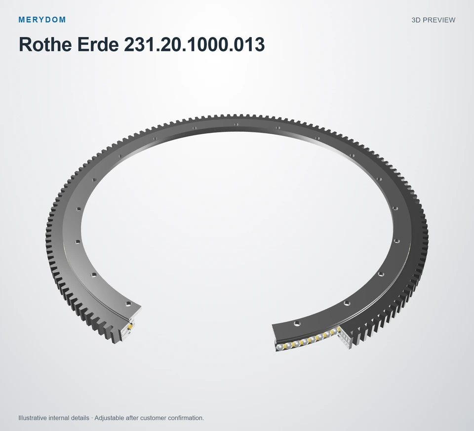 3D model preview of the MERYDOM replacement slewing bearing for Rothe Erde 231.20.1000.013.