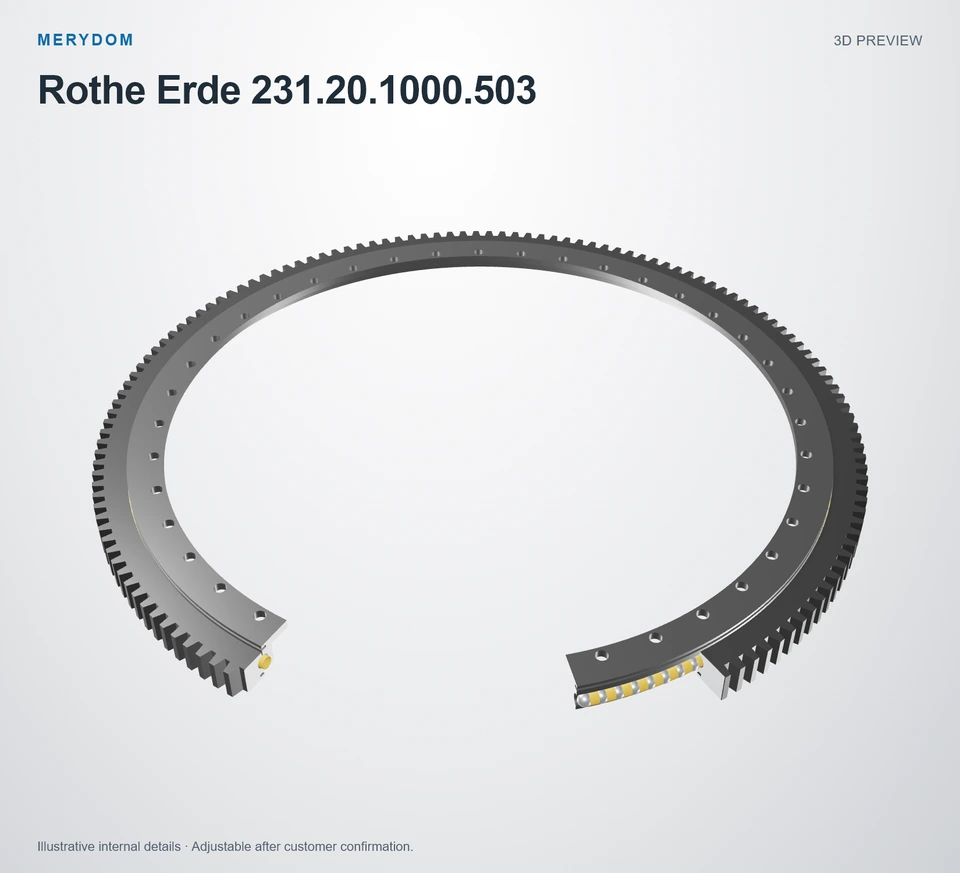 3D model preview of the MERYDOM replacement slewing bearing for Rothe Erde 231.20.1000.503.