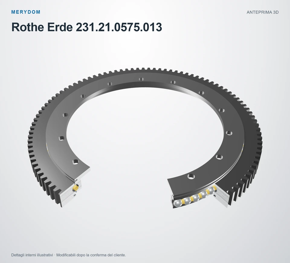 Anteprima del modello 3D del cuscinetto di rotazione sostitutivo MERYDOM per Rothe Erde 231.21.0575.013.