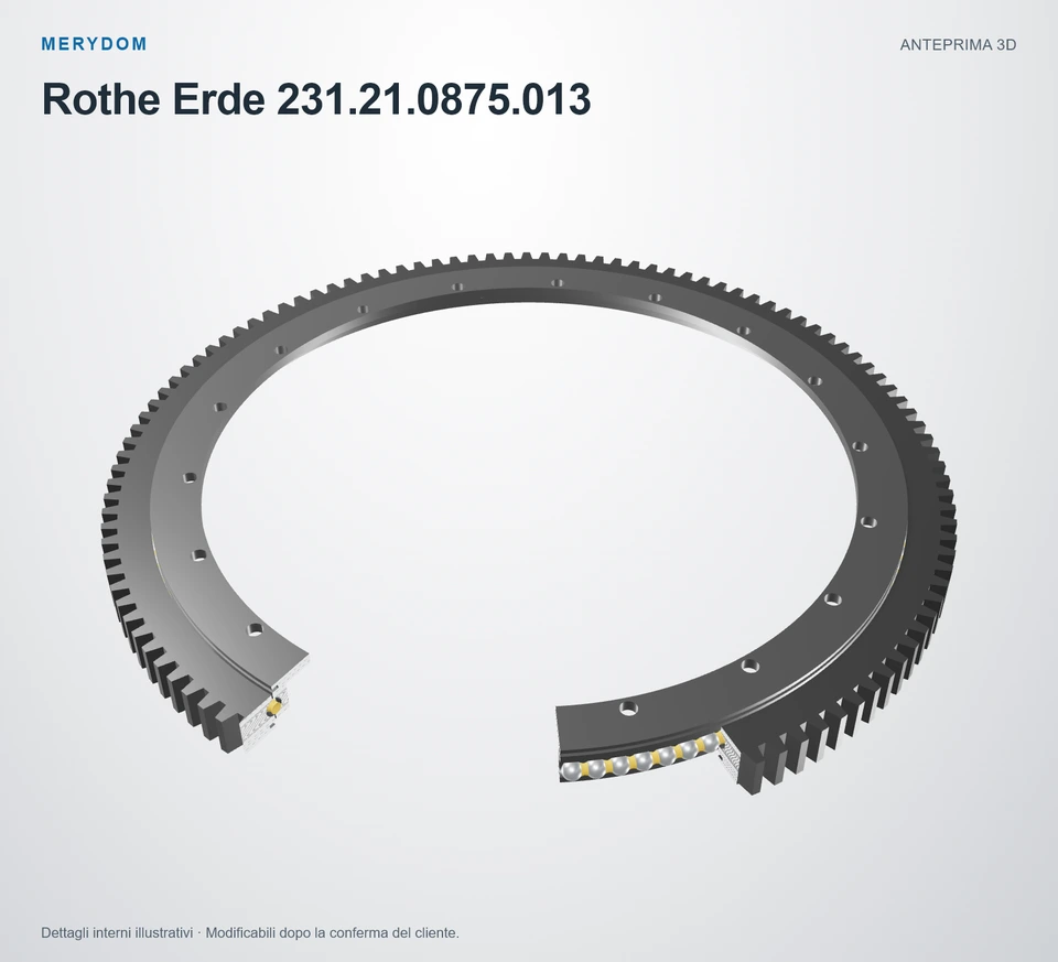 Anteprima del modello 3D del cuscinetto di rotazione sostitutivo MERYDOM per Rothe Erde 231.21.0875.013.