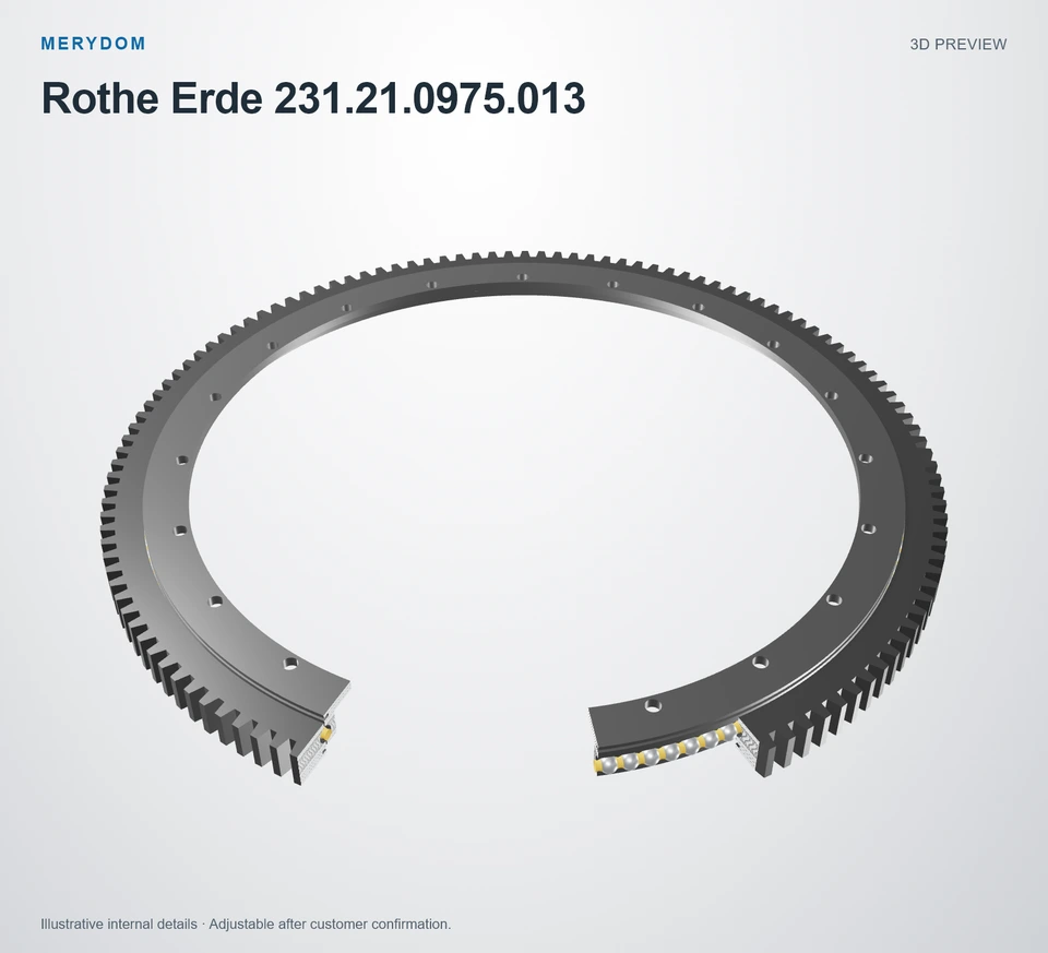 3D model preview of the MERYDOM replacement slewing bearing for Rothe Erde 231.21.0975.013.