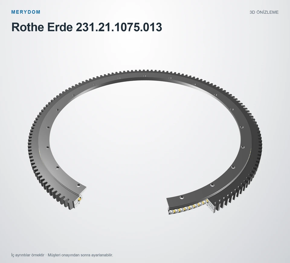 Rothe Erde 231.21.1075.013 için MERYDOM muadil döner tabla rulmanının 3D model önizlemesi.