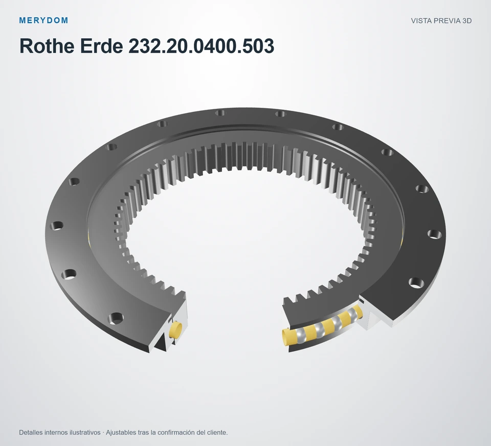 Vista previa del modelo 3D de la corona de giro de sustitución MERYDOM para Rothe Erde 232.20.0400.503.