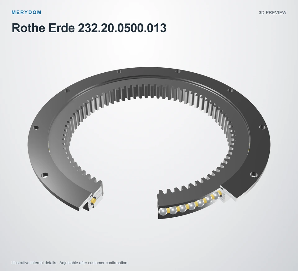 3D model preview of the MERYDOM replacement slewing bearing for Rothe Erde 232.20.0500.013.