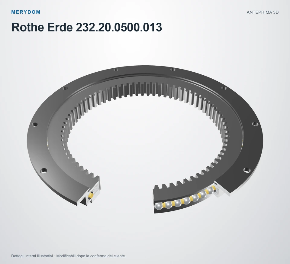 Anteprima del modello 3D del cuscinetto di rotazione sostitutivo MERYDOM per Rothe Erde 232.20.0500.013.