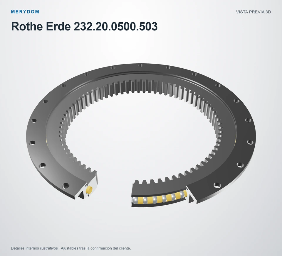 Vista previa del modelo 3D de la corona de giro de sustitución MERYDOM para Rothe Erde 232.20.0500.503.