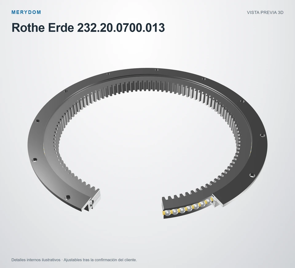 Vista previa del modelo 3D de la corona de giro de sustitución MERYDOM para Rothe Erde 232.20.0700.013.