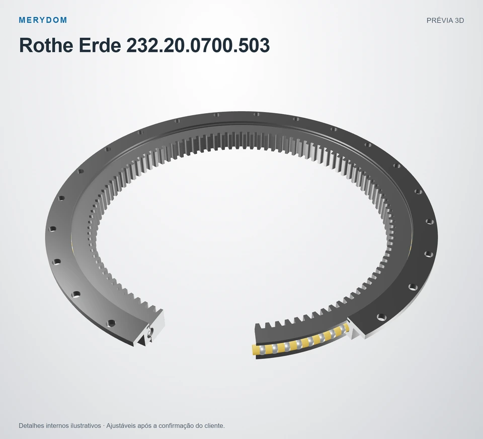 Prévia do modelo 3D do rolamento de giro de substituição MERYDOM para Rothe Erde 232.20.0700.503.