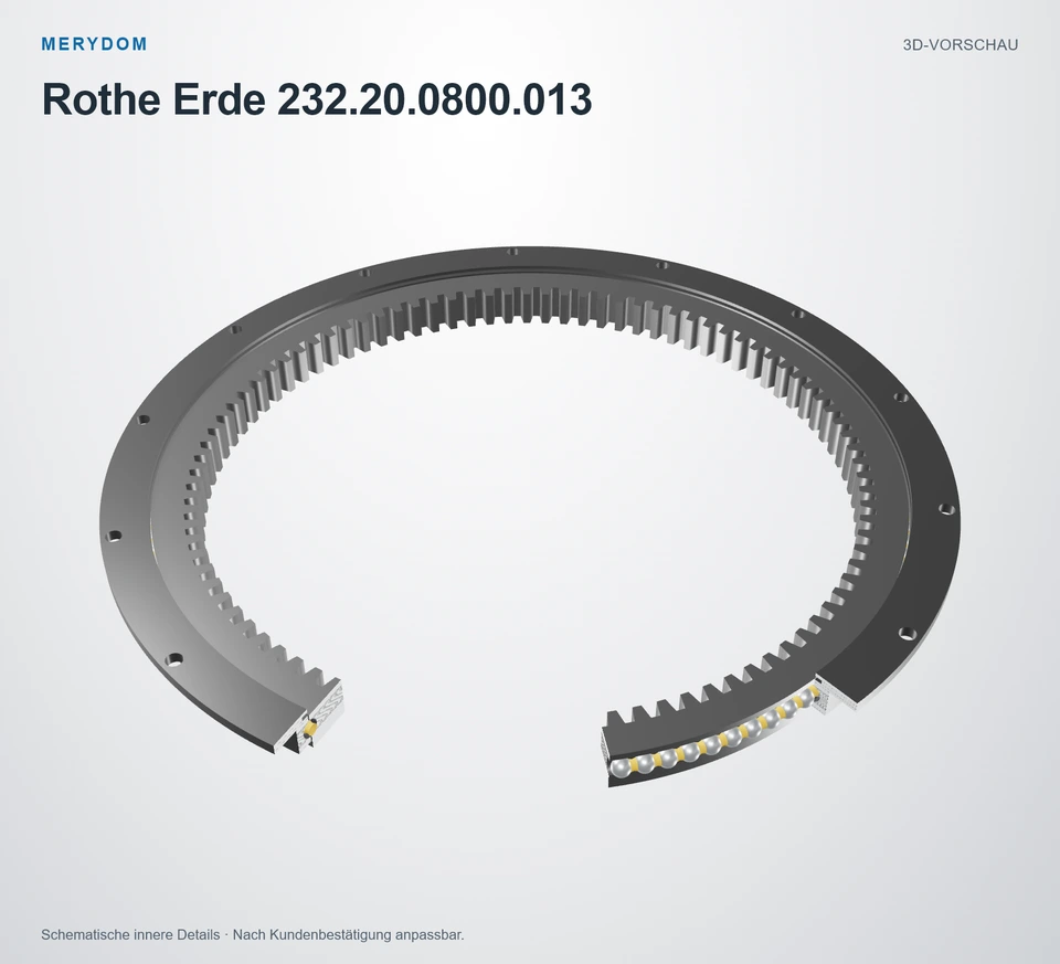 Vorschau des 3D-Modells des MERYDOM-Ersatzdrehkranzes für Rothe Erde 232.20.0800.013.