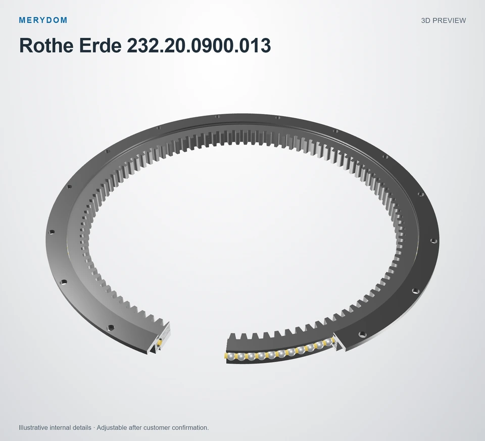 3D model preview of the MERYDOM replacement slewing bearing for Rothe Erde 232.20.0900.013.