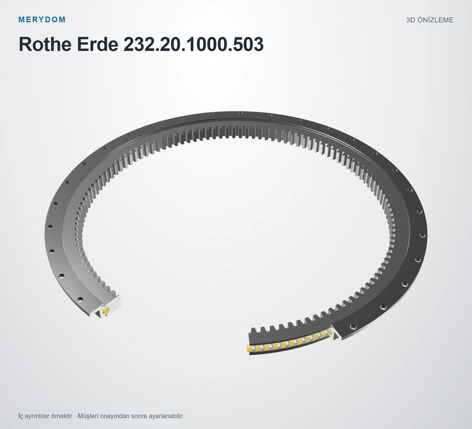 Rothe Erde 232.20.1000.503 için MERYDOM muadil döner tabla rulmanının 3D model önizlemesi.
