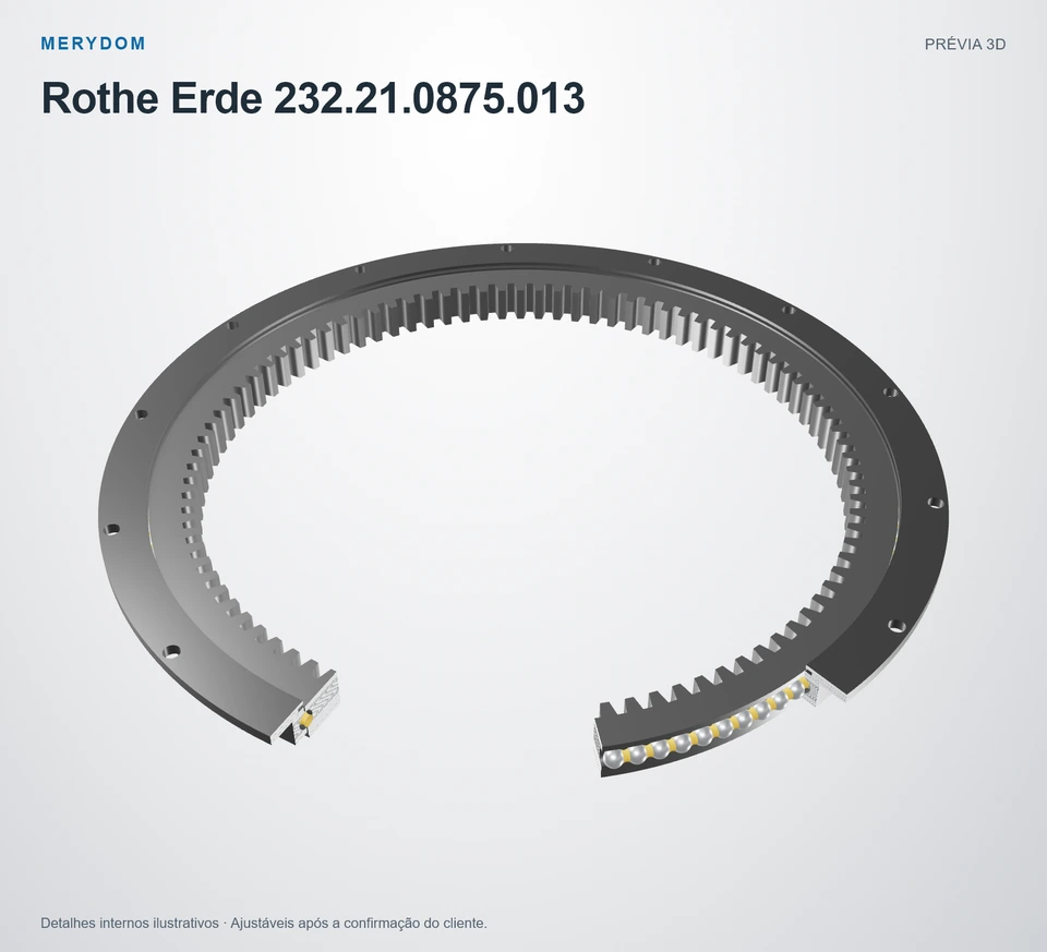 Prévia do modelo 3D do rolamento de giro de substituição MERYDOM para Rothe Erde 232.21.0875.013.