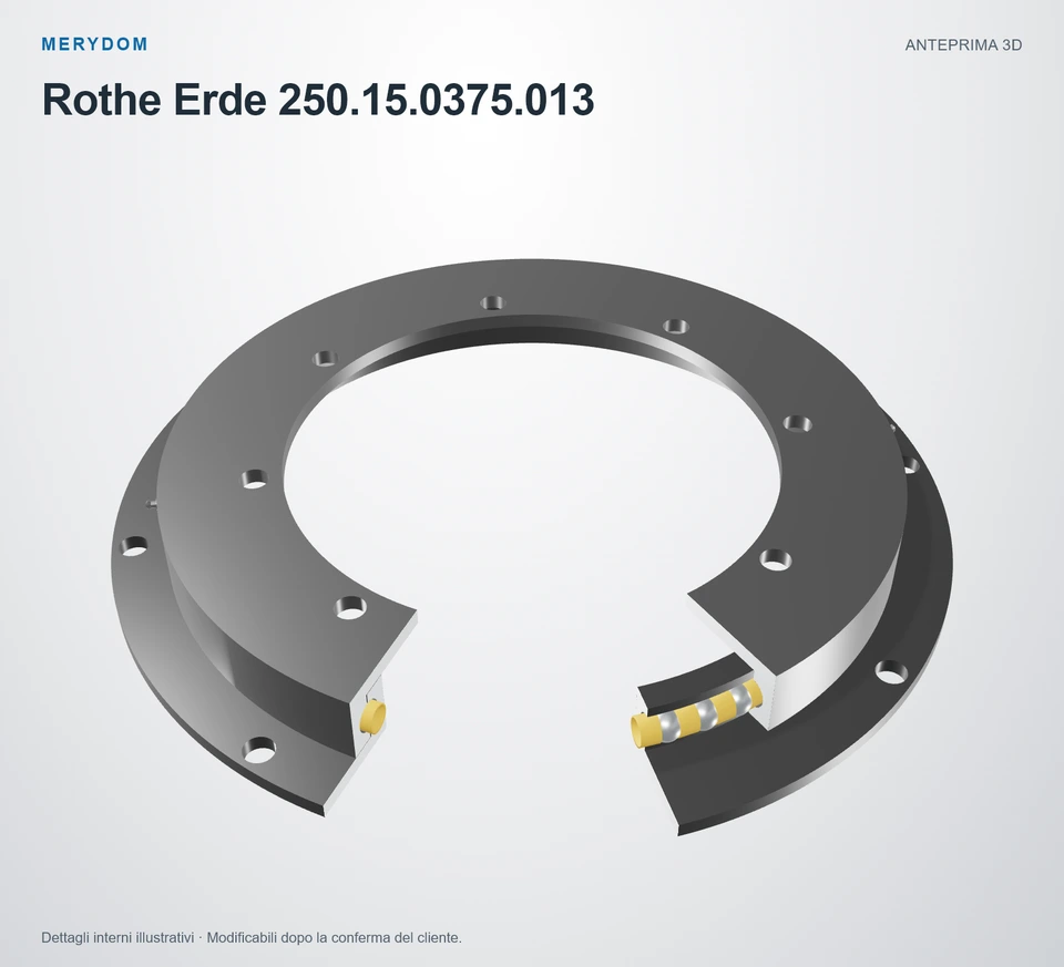 Anteprima del modello 3D del cuscinetto di rotazione sostitutivo MERYDOM per Rothe Erde 250.15.0375.013.