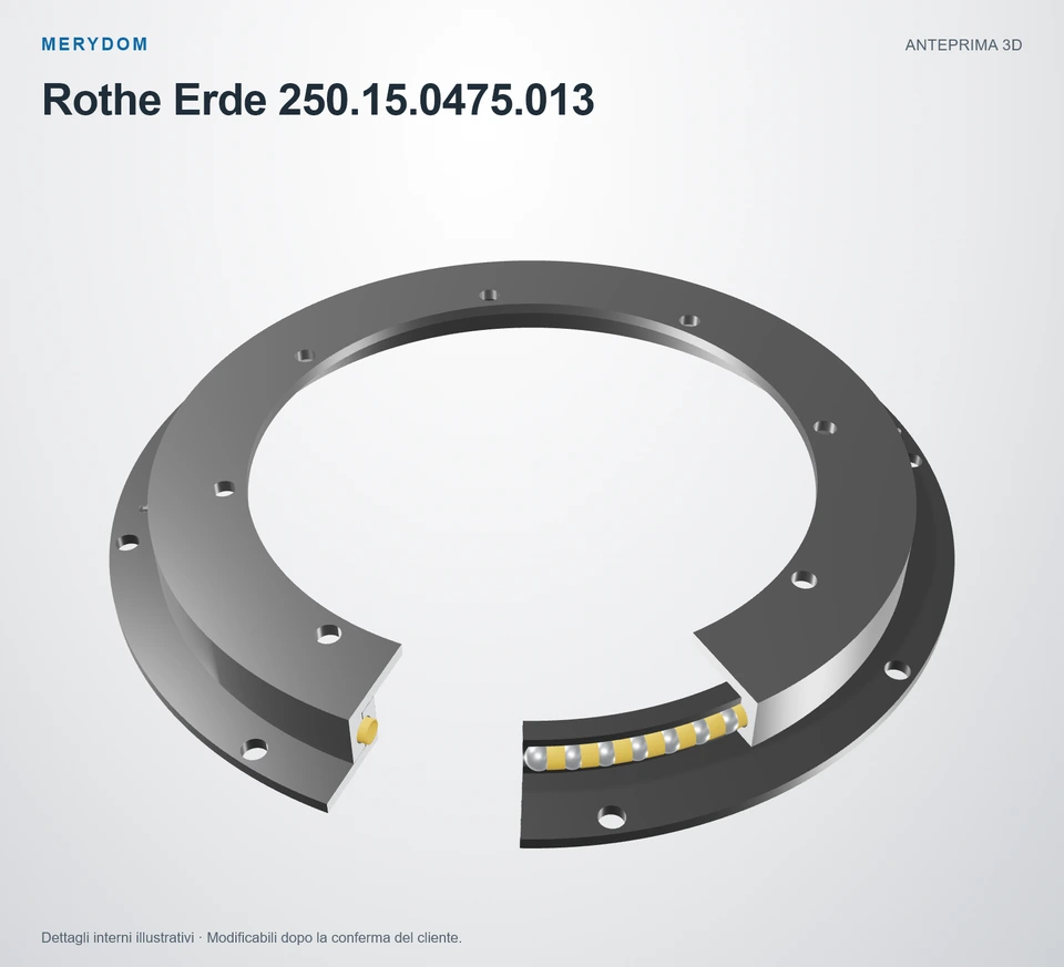 Anteprima del modello 3D del cuscinetto di rotazione sostitutivo MERYDOM per Rothe Erde 250.15.0475.013.