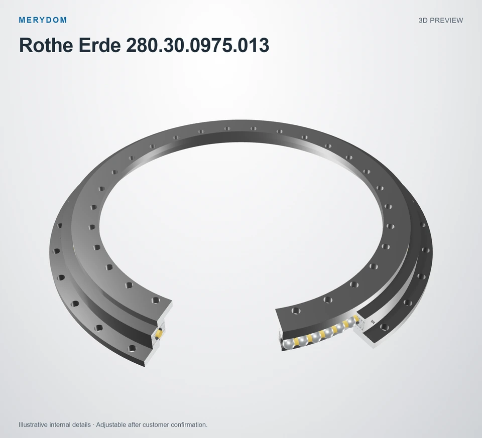 3D model preview of the MERYDOM replacement slewing bearing for Rothe Erde 280.30.0975.013.