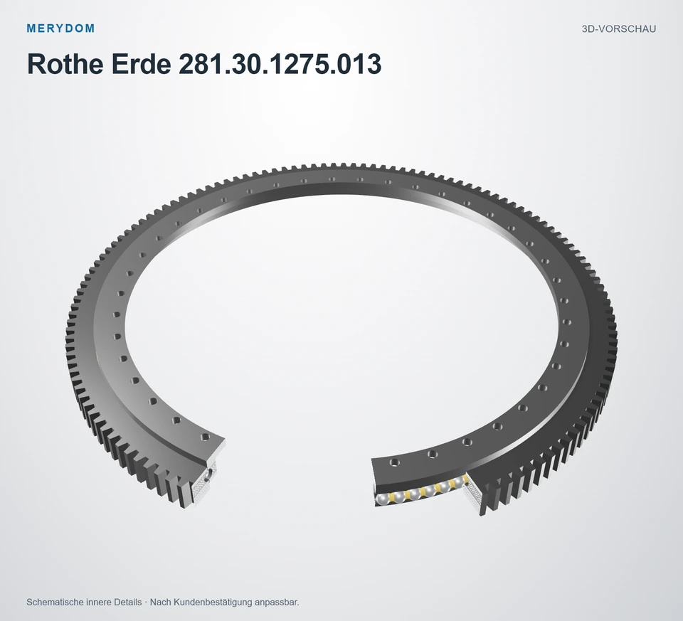 Vorschau des 3D-Modells des MERYDOM-Ersatzdrehkranzes für Rothe Erde 281.30.1275.013.