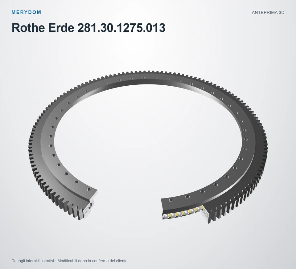Anteprima del modello 3D del cuscinetto di rotazione sostitutivo MERYDOM per Rothe Erde 281.30.1275.013.