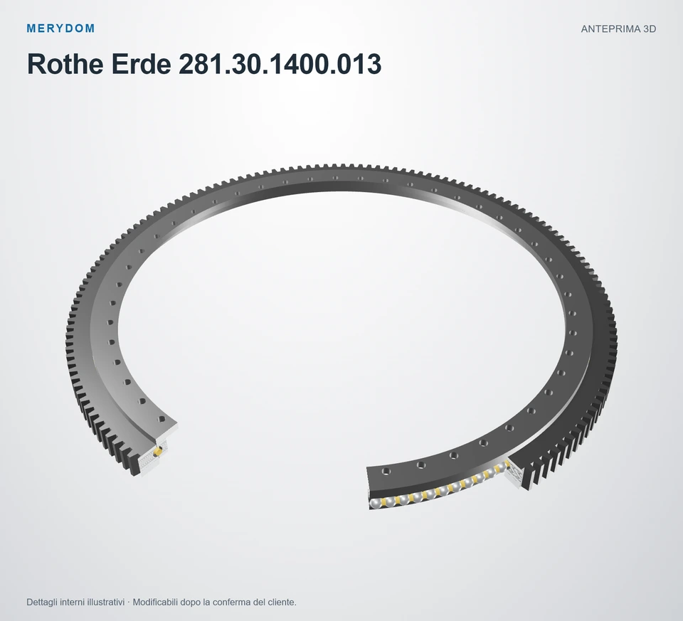 Anteprima del modello 3D del cuscinetto di rotazione sostitutivo MERYDOM per Rothe Erde 281.30.1400.013.