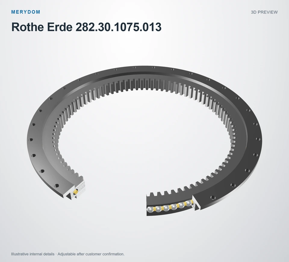 3D model preview of the MERYDOM replacement slewing bearing for Rothe Erde 282.30.1075.013.